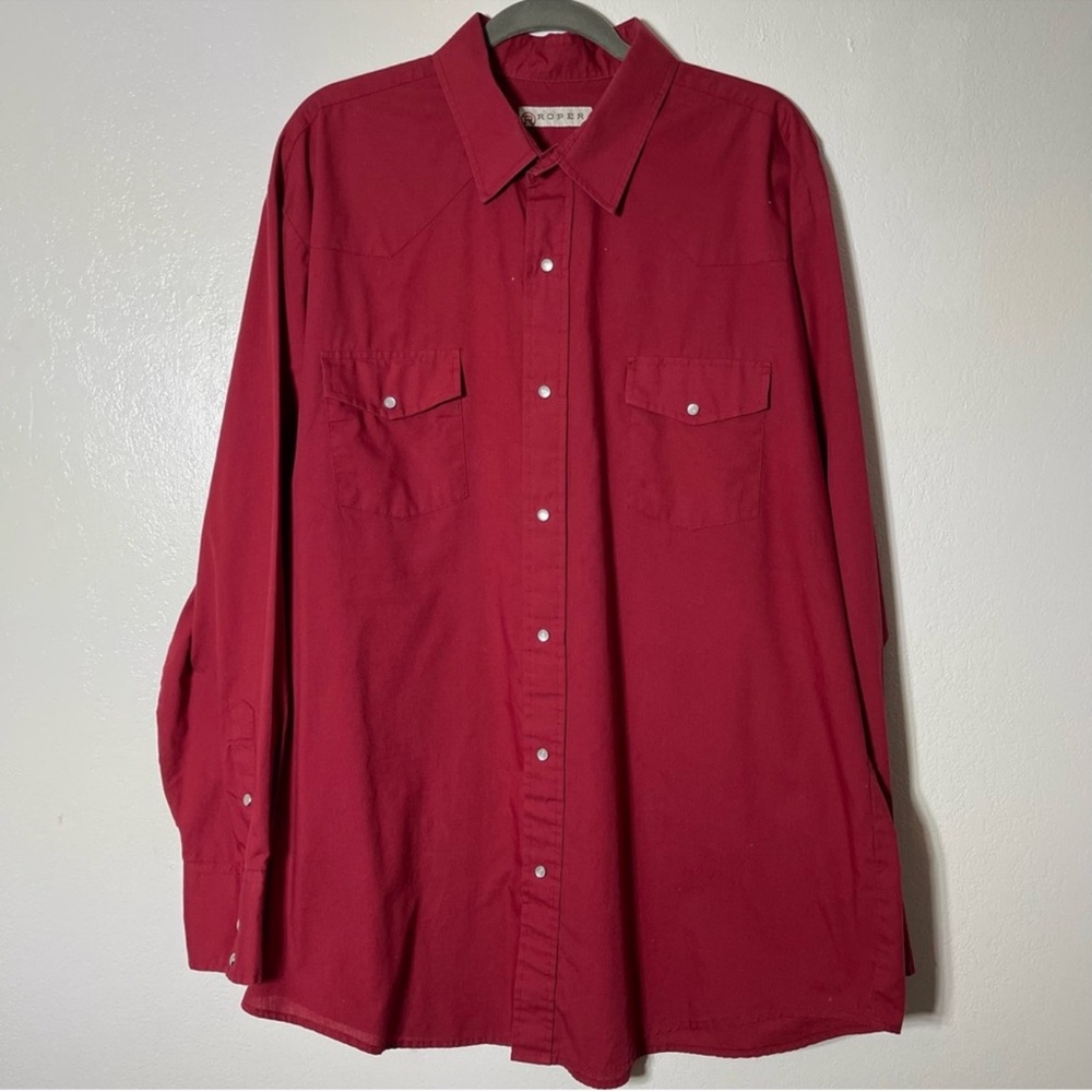 Roper, Red Long Sleeve Pearl Snap Shirt. Size 2XL. In excellent condition!